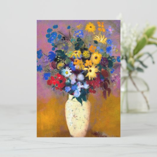 Witte vaas met bloemen Odilon Redon Aankondiging (Staand voorkant)