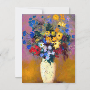 Witte vaas met bloemen Odilon Redon Bedankkaart