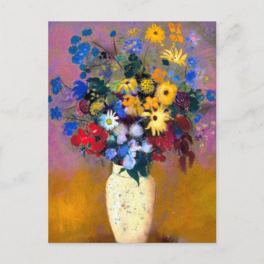 Witte vaas met bloemen Odilon Redon Briefkaart (Voorkant)