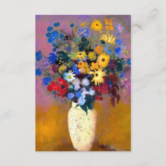 Witte vaas met bloemen Odilon Redon Informatiekaartje (Voorkant)