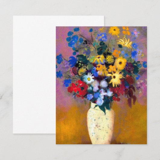 Witte vaas met bloemen Odilon Redon Informatiekaartje (Voorkant / Achterkant)