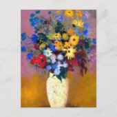 Witte vaas met bloemen Odilon Redon Informatiekaartje (Voorkant)