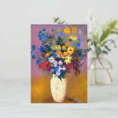 Witte vaas met bloemen Odilon Redon Informatiekaartje (Staand voorkant)