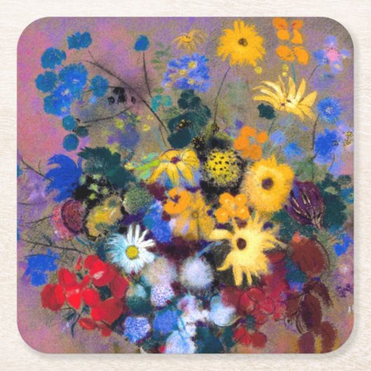 Witte vaas met bloemen Odilon Redon Kartonnen Onderzetters (Voorkant)