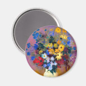 Witte vaas met bloemen Odilon Redon Magneet (Voorkant / Achterkant)