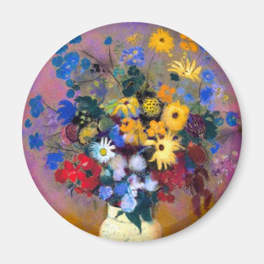 Witte vaas met bloemen Odilon Redon Magneet (Voorkant)
