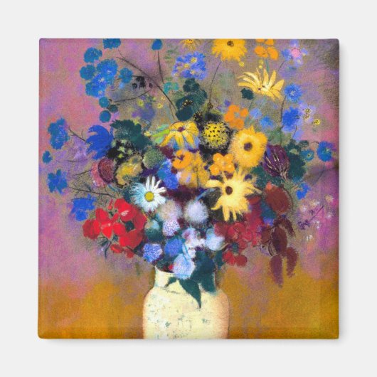 Witte vaas met bloemen Odilon Redon Magneet (Voorkant)