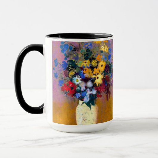 Witte vaas met bloemen Odilon Redon Mok (Links)