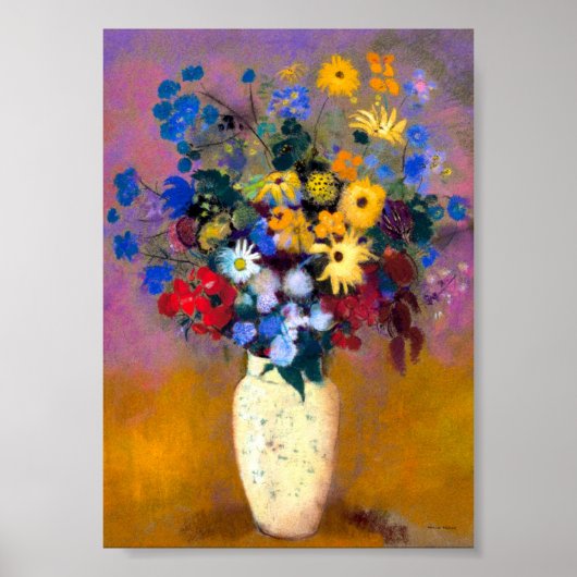 Witte vaas met bloemen Odilon Redon Poster (Voorkant)