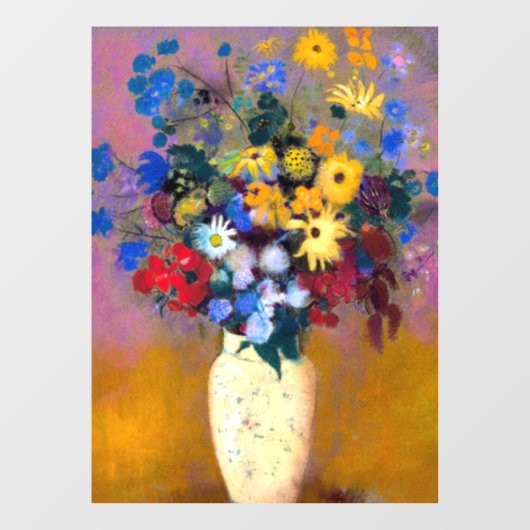 Witte vaas met bloemen Odilon Redon Raamsticker (Vel)