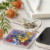 Witte vaas met bloemen Odilon Redon Sleutelhanger (Voorkant Rechts)