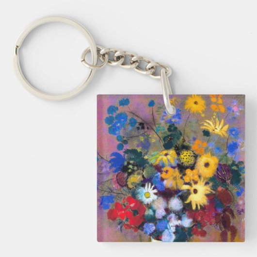 Witte vaas met bloemen Odilon Redon Sleutelhanger (voorkant)