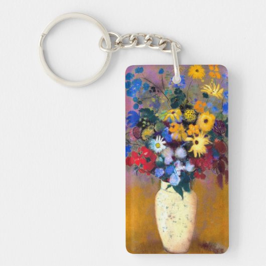 Witte vaas met bloemen Odilon Redon Sleutelhanger (Voorkant)