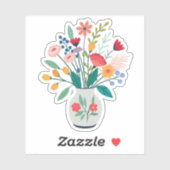 Witte vaas van grillige wilde bloemen sticker (Vel)