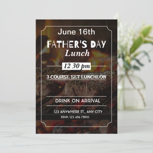 Witte Vader dag lunch uitnodiging (Staand voorkant)
