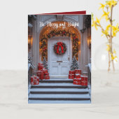 Witte Vakantiedeur Foto Krans Arch Rood Goud Kaart (Gele Bloem)