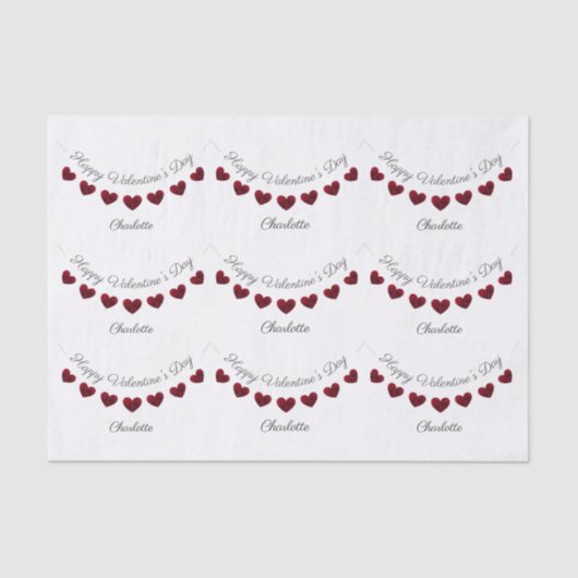 Witte valentijns rode hart bunting gepersonaliseer tissuepapier (Voorkant)