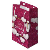 Witte Valentijnsdag Glitter Small Gift Box Klein Cadeauzakje (Voorkant Gekanteld)