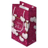 Witte Valentijnsdag Glitter Small Gift Box Klein Cadeauzakje (Achterkant Gekanteld)