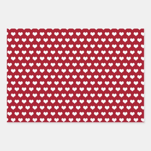 Witte Valentijnsdag harten op rood Inpakpapier Vel (Voorkant 2)