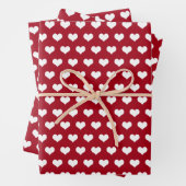 Witte Valentijnsdag harten op rood Inpakpapier Vel (In situ)
