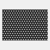 Witte Valentijnsdag harten op zwart Inpakpapier Vel (Voorkant 3)