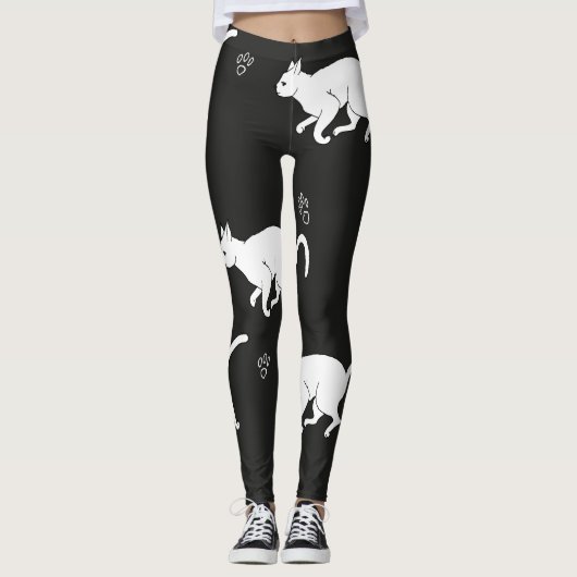 WITTE VANGSTEN OP EEN ZWARTE ACHTERGROND BEWERKEN  LEGGINGS (Voorkant)