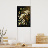 Witte Vanille Bloemen Art Print Poster (Keuken)