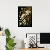 Witte Vanille Bloemen Art Print Poster (Thuiskantoor)
