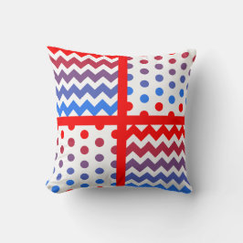 Witte/veelkleurige Chevron/Polkadot Sierkussen #1