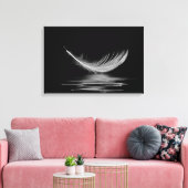 witte veer drijvend op zwart water canvas afdruk (Insitu (Woonkamer))