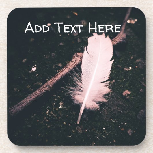 Witte Veer en Twig op Wandelpad Bier Onderzetter (Voorkant)