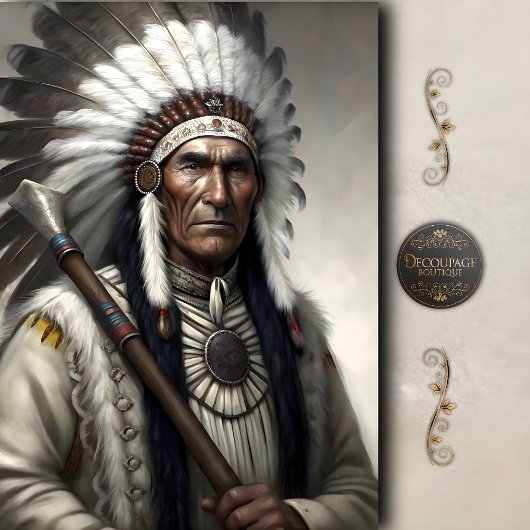 Witte Veer Hoogste & Tomahawk Decoupage Tissuepapier