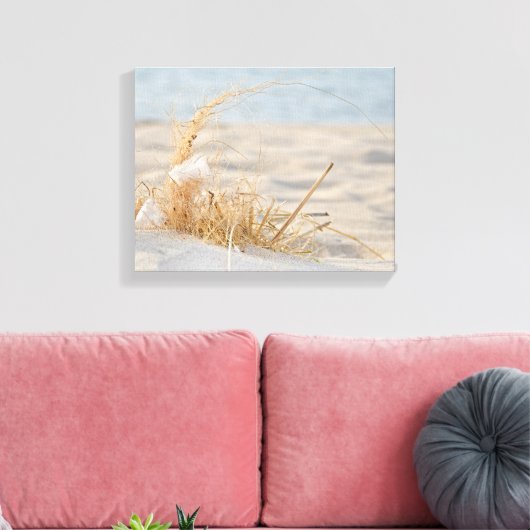 Witte veer in strandgras canvas afdruk (Insitu (Woonkamer))
