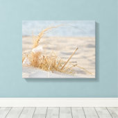 Witte veer in strandgras canvas afdruk (Insitu (Houten vloer))