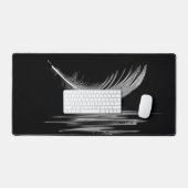 Witte veer met waterreflectie bureaumat (Keyboard & Muis)