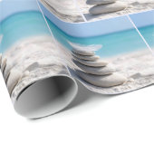 Witte Veer op een Strandstenen Cairn Cadeaupapier (Rol Hoek)