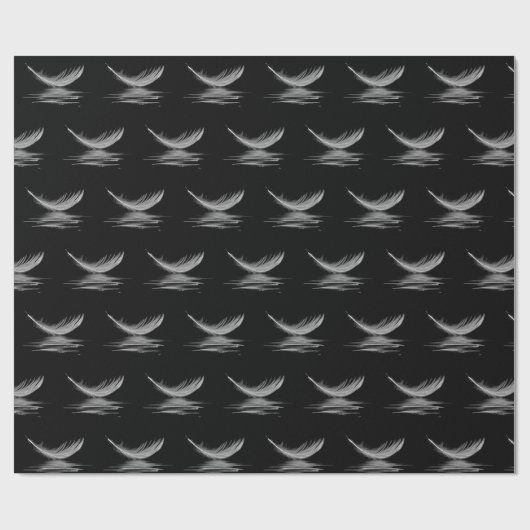 witte veer op zwart cadeaupapier (Vlak)