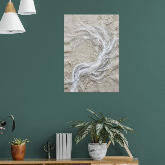 Witte Veer Wervel Textuur Abstracte Fijne Kunst Pr Poster (Woonkamer 1)