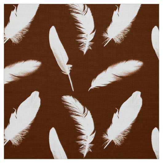 Witte veerafdruk op chocoladebruin stof (Swatch)