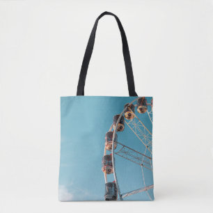 Witte veerbootwiel 's ochtends tote bag