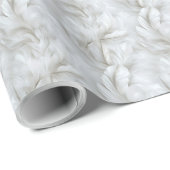 Witte Veerpatroon Bruids- Cadeaupapier (Rol Hoek)