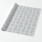 Witte Veerpatroon Bruids- Cadeaupapier (Uitgerold)