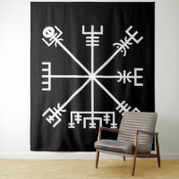 Witte Vegvisir Sigil op Zwart