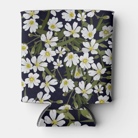 Witte veldbloemen: motief. blikjeskoeler (Voorkant)
