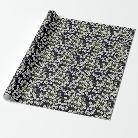 Witte veldbloemen: motief. cadeaupapier (Uitgerold)