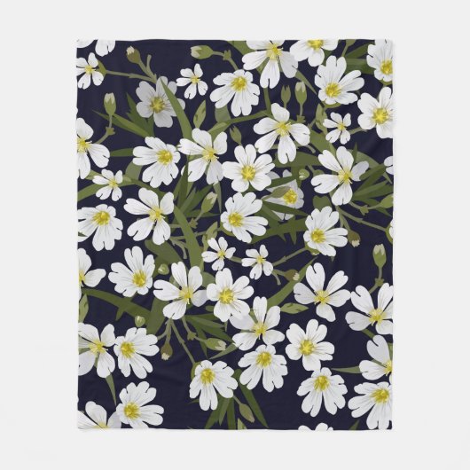 Witte veldbloemen: motief. fleece deken (Voorkant)