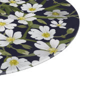 Witte veldbloemen:  motief. snijplank (Hoek)