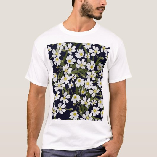 Witte veldbloemen:  motief. t-shirt (Voorkant)