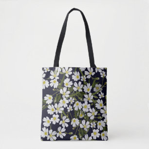 Witte veldbloemen:  motief. tote bag